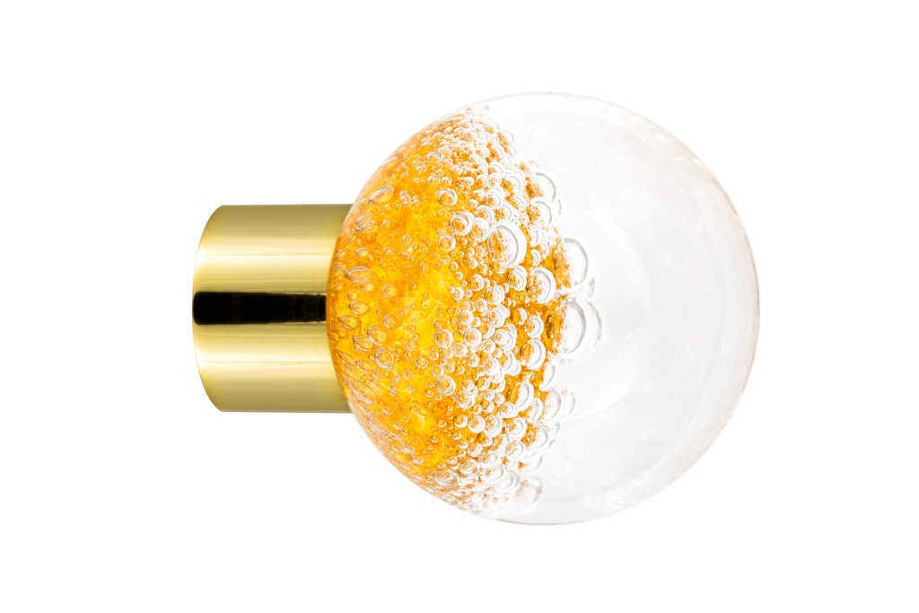 [62402019-3242123] Bouton de meuble collection Microbulles - Jaune Topaze - Sphérique Ø35 mm (Embase meuble - Laiton Poli)
