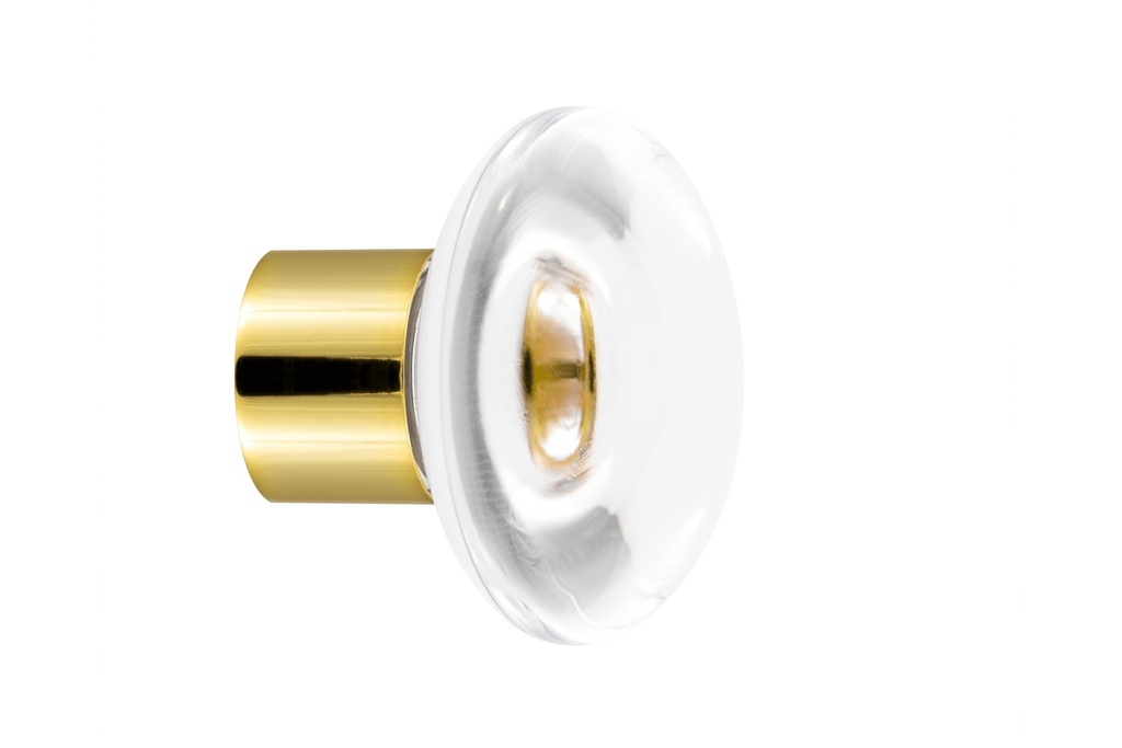 [59000000-3242120] Bouton de meuble collection Clear - Incolore - Disque Ø35 mm (Embase meuble - Laiton Poli)