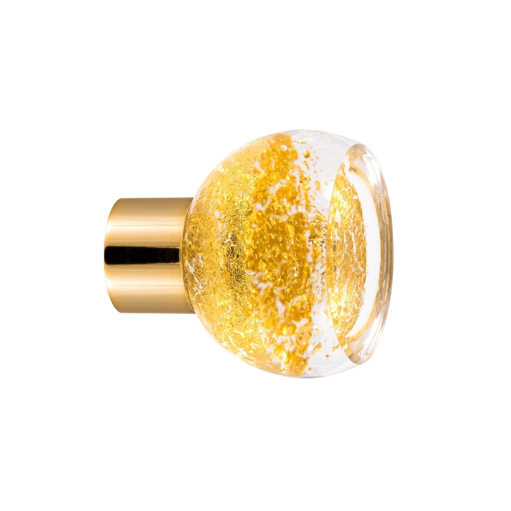 [62419ORO-3242124] Bouton de meuble collection Alberto - Or - Lisse, sphère tronquée Ø35 mm (Embase meuble - Laiton Poli)