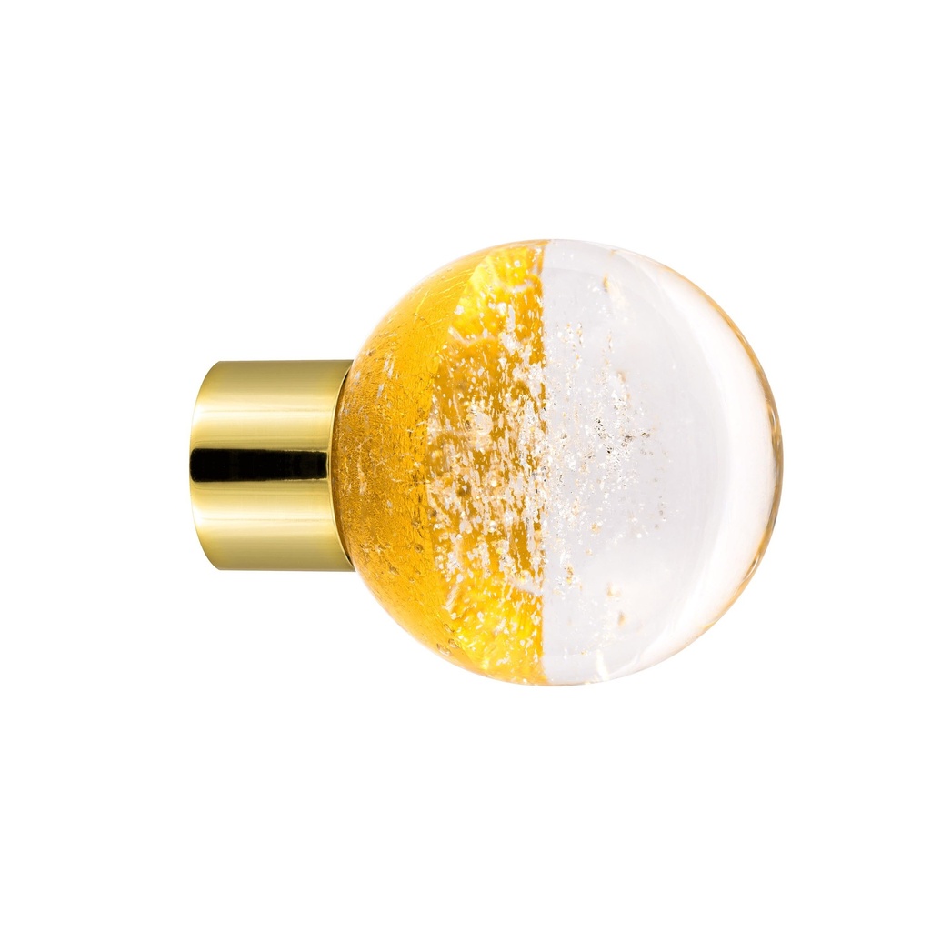 [62419MIX-3242124] Bouton de meuble collection Alberto - Argent + Or - Sphérique Ø35 mm (Embase meuble - Laiton Poli)