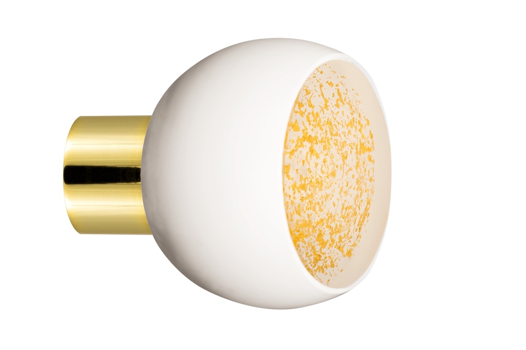 Furniture knob collection Mateus - White + Gold - Truncated sphere Ø35 mm