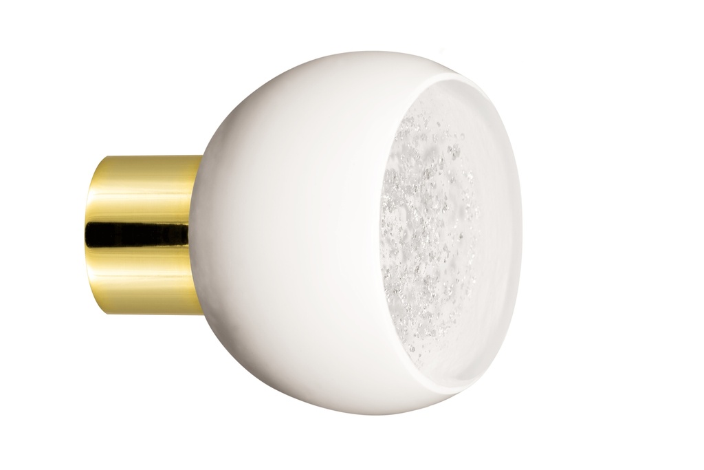 [25104Z74A-3242126] Bouton de meuble collection Mateus - Blanc + Argent - Sphère tronquée Ø35 mm (Embase meuble - Laiton Poli)