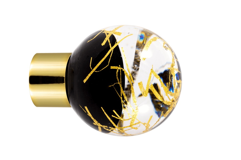 [62103095G-3242127] Furniture knob collection Malo Flash - Black + Gold - Spherical Ø35 mm (Furniture knob base - Polished Brass)