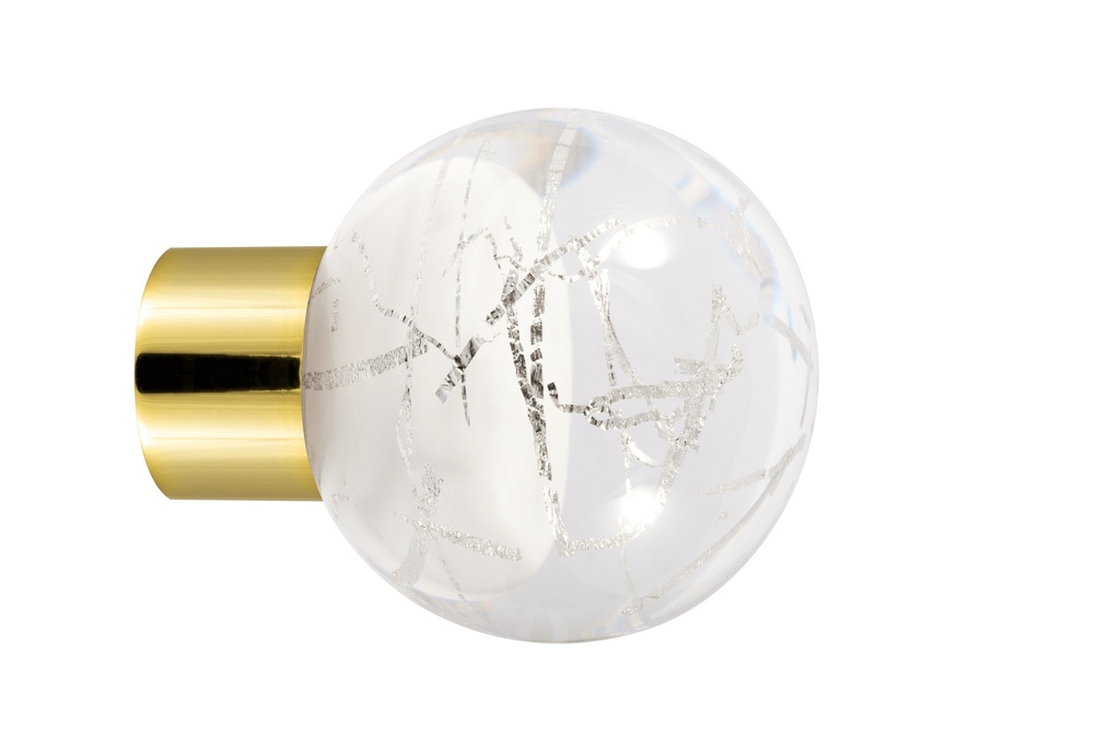 [62103Z74A-3242127] Furniture knob collection Malo Flash - White + Silver - Spherical Ø35 mm (Furniture knob base - Polished Brass)