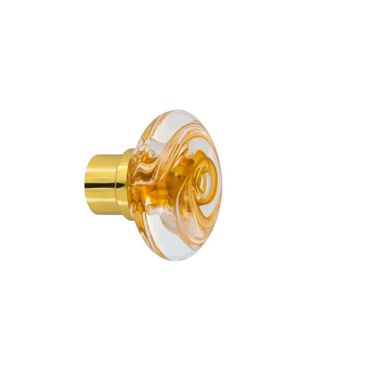 Bouton de porte collection Tubes de bulles - Jaune Topaze - Disque Ø55 mm (Placard, Laiton Poli)